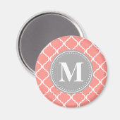 Aimant Corail rose latex marocain Gris Monogramme (Recto/Verso)