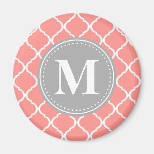 Aimant Corail rose latex marocain Gris Monogramme