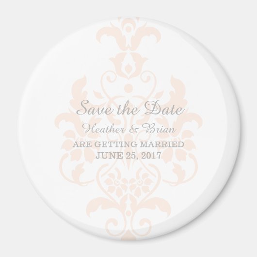 Aimant Corail subtle Damask Enregistrer l'aimant de date (Devant)