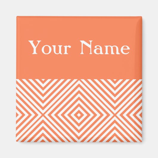 Aimant Coral Diamond Chevron avec nom (Devant)