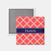 Aimant Coral Red Fancy Quatrefoil Navy (Recto/Verso)