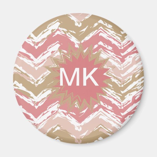 Aimant Coral Spice Scribble ZigZag Chevron Motif (Devant)