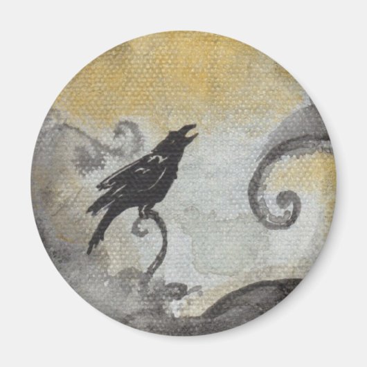 Aimant Corbeau dans l'aimant des tourbillons orange (Devant)