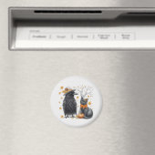 Aimant Corbeau et chat Automne Thanksgiving Crow (In Situ (Lave-vaisselle))