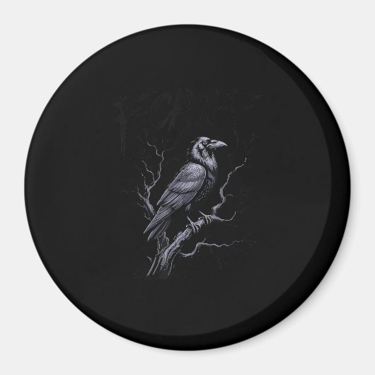 Aimant Corbeau F-Caw-F Oiseau drôle disant Humour Meme (Devant)