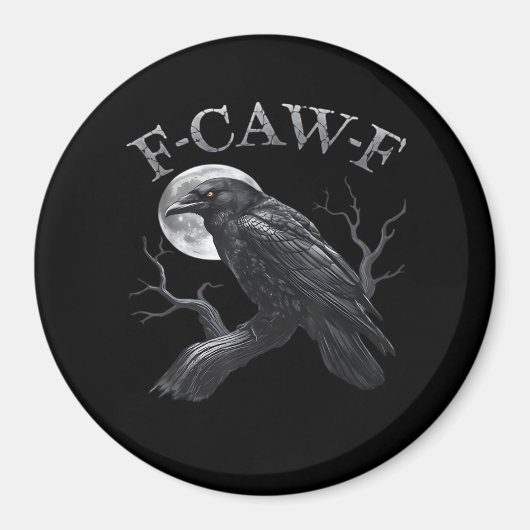 Aimant Corbeau F-Caw-F Oiseau Drôle Lune Rétro Classique (Devant)