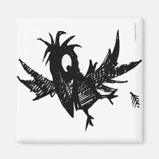 Aimant Corbeau noir drôle (Devant)