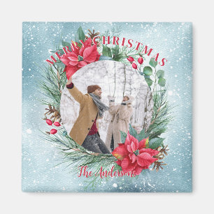 Aimant Corbeille florale de la famille de photos de Noël