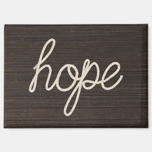 Aimant Corde HOPE Texte sur bois foncé