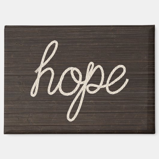 Aimant Corde HOPE Texte sur bois foncé (Recto)