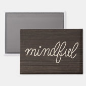 Aimant Corde Texte MINDFUL sur bois sombre (Recto/Verso)