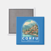 Aimant Corfou Grèce Voyage Emblème d'art (Recto/Verso)