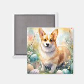 Aimant Corgi avec œufs de Pâques vacances (Recto/Verso)