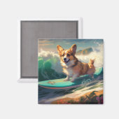 Aimant Corgi Beach Surf Peinture (Recto/Verso)