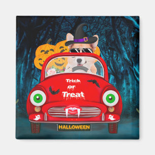 Aimant Corgi Chien Conduite voiture effrayant Halloween