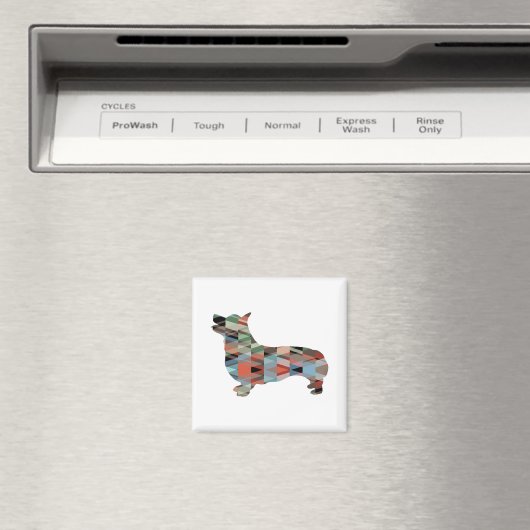 Aimant Corgi Chien Motif géométrique Silhouette Plaid (In Situ (Lave-vaisselle))