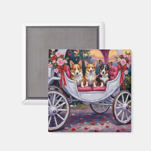 Aimant Corgi Chien Saint-Valentin (Recto/Verso)