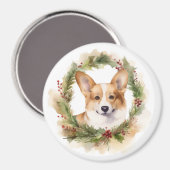 Aimant Corgi Christmas Wreath Festive Pup (Recto/Verso)