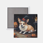 Aimant Corgi Citrouilles Halloween Épouvantable (Recto/Verso)