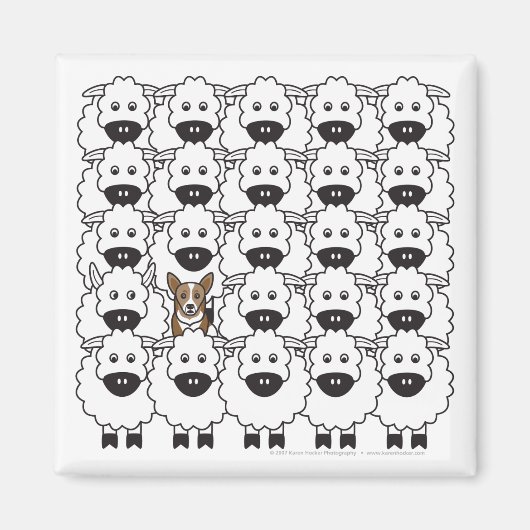 Aimant Corgi dans le mouton (Devant)