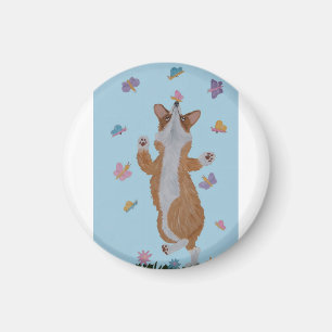 Aimant Corgi dansant avec papillons