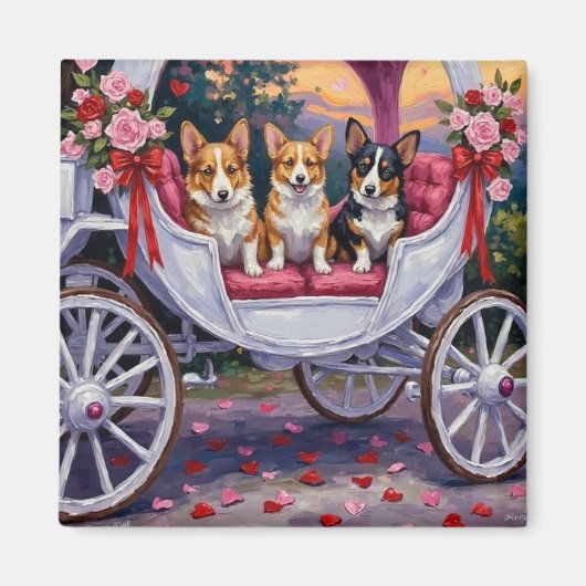 Aimant Corgi Dog Valentine's Day  (Devant)