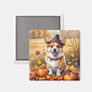 Aimant Corgi En Automne Laisse L'Art Thanksgiving