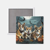 Aimant Corgi Halloween Éffrayant (Recto/Verso)