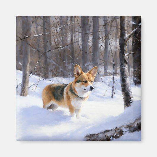 Aimant Corgi Let It Snow Noël (Devant)