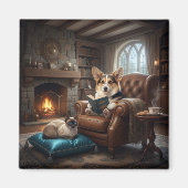 Aimant Corgi lit à un chat (Devant)