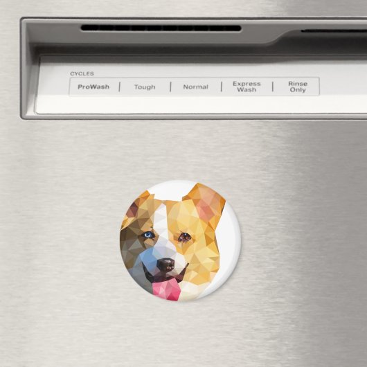 Aimant Corgi Low Poly Art (In Situ (Lave-vaisselle))