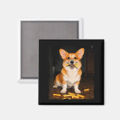 Aimant Corgi mangeant des frites mème de chien amateur de (Recto/Verso)