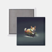 Aimant Corgi neige de Noël hiver (Recto/Verso)