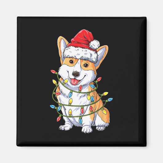 Aimant Corgi Père Noël Christmas Tree Lights Xmas Boys Me (Devant)