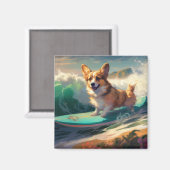 Aimant Corgi  Plage Surf Peinture (Recto/Verso)