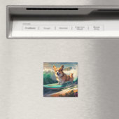 Aimant Corgi  Plage Surf Peinture (In Situ (Lave-vaisselle))