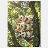 Aimant Corgis et oiseau (Recto)
