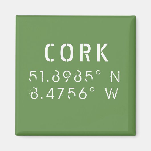 Aimant Cork Ireland Longitude Latitude (Devant)