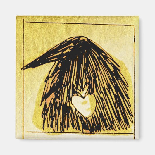 Aimant corneille avec un heART (Devant)