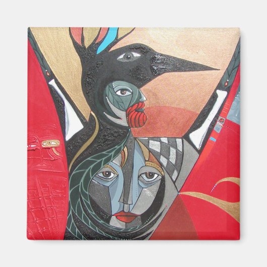 Aimant corneille croix elle peint entièrement (Devant)