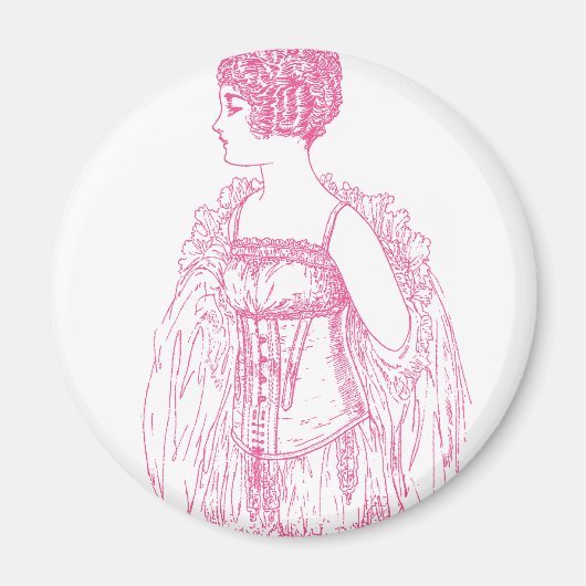 Aimant Corset Flapper Vintage Rose (Devant)