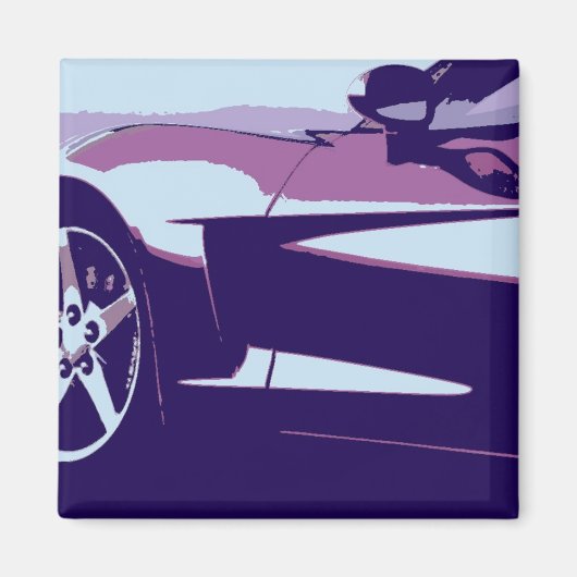 Aimant Corvette violette Pop Art (Devant)