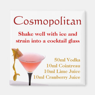 Aimant cosmopolite de recette de cocktail