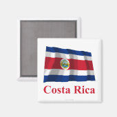Aimant Costa Rica brandir le drapeau avec le nom (Recto/Verso)