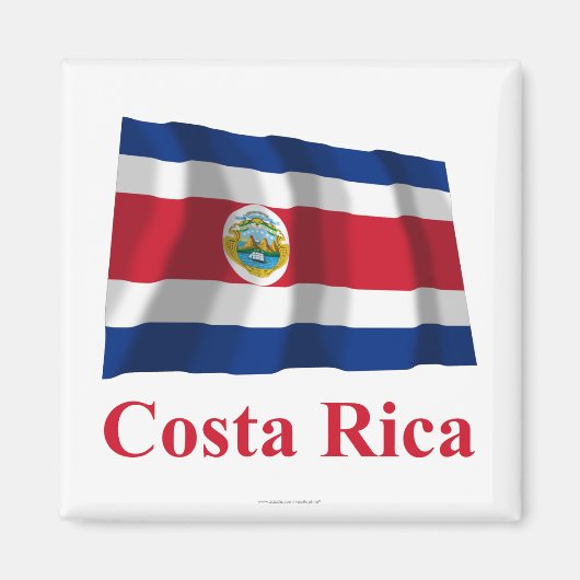 Aimant Costa Rica brandir le drapeau avec le nom (Devant)