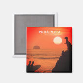 Aimant Costa Rica Surfer Sunset Pura Vida (Recto/Verso)