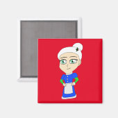 Aimant Costume bleu Mme Claus Chibi (Recto/Verso)