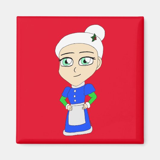 Aimant Costume bleu Mme Claus Chibi (Devant)