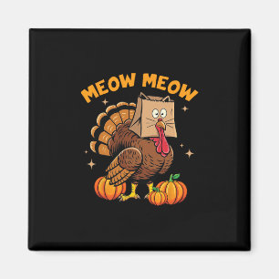 Aimant Costume de chat de Thanksgiving heureux Dinde Drôl
