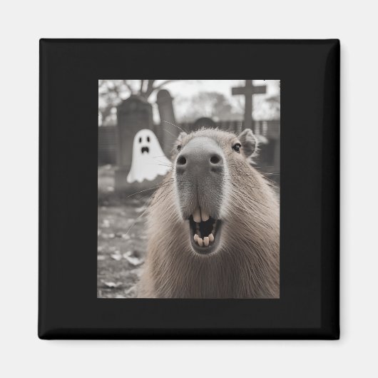 Aimant Costume de Halloween Fantôme de Capybara Drôle Cap (Devant)